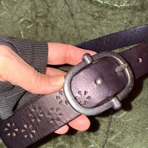 Flower Power Dark Brown Leather Belt